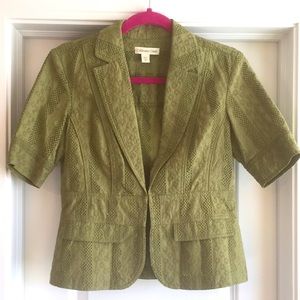Coldwater Creek Green Cutout Short Sleeve Jacket
